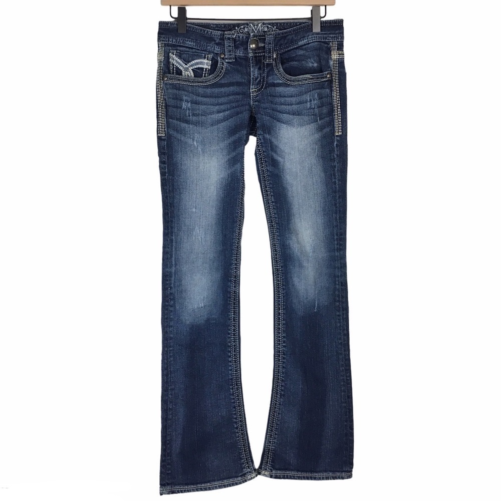 MAURICES Jeans Bootcut Embroidered Flap Pockets Western Juniors Size 1/2 Regular - Picture 1 of 9